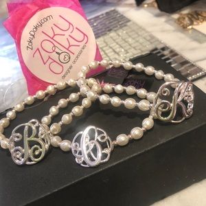 Monogram Initial Pearl Bracelets,NWT-Boutique